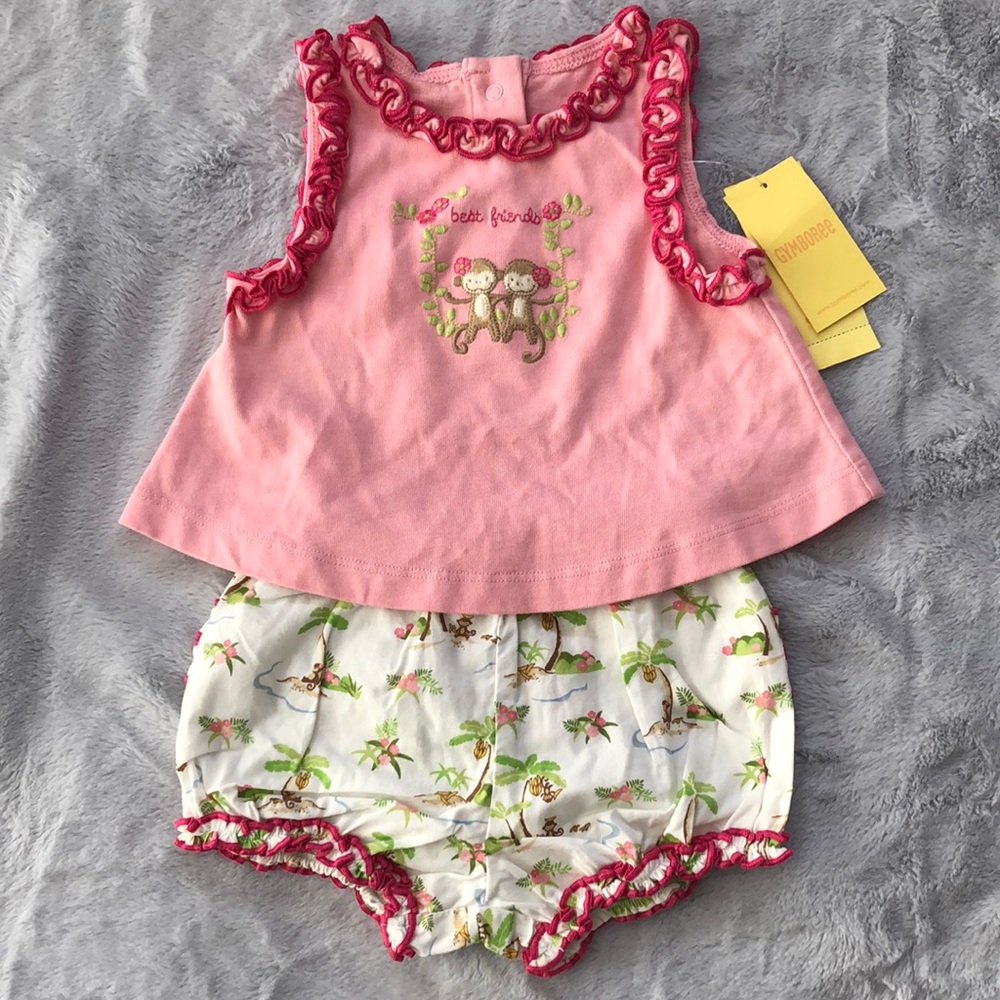 NWT Gymboree 2 piece Set Sz 3-6 Mos Monkey